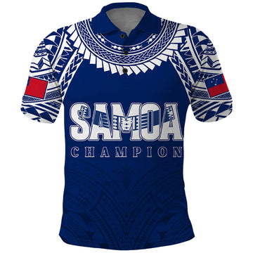 Personalised Samoa Rugby Polo Shirt WC 2023 Champions LT7