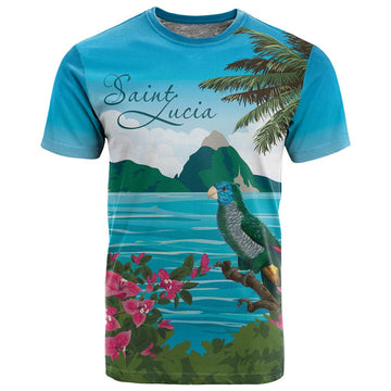 Afro-Saint Lucians T shirt Pitons Landscape LT7