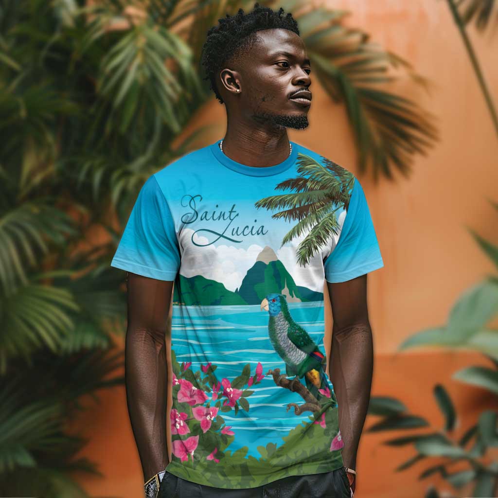 Afro-Saint Lucians T shirt Pitons Landscape LT7