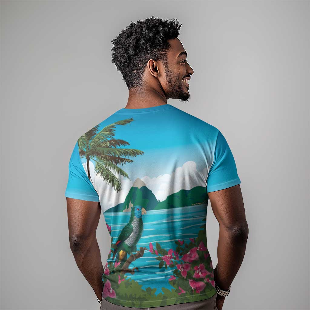 Afro-Saint Lucians T shirt Pitons Landscape LT7