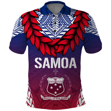 Custom Samoa Polo Shirt Independence Day Ula Fala Gradient Color LT7
