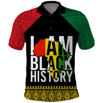 Juneteenth Polo Shirt Mix African Pattern I Am Black History LT7