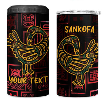 Afro-American Culture 4 in 1 Can Cooler Tumbler Adinkra Sankofa Bird - Cosmic Red LT7