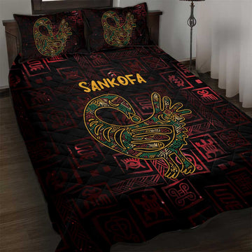 Afro-American Culture Quilt Bed Set Adinkra Sankofa Bird - Cosmic Red LT7