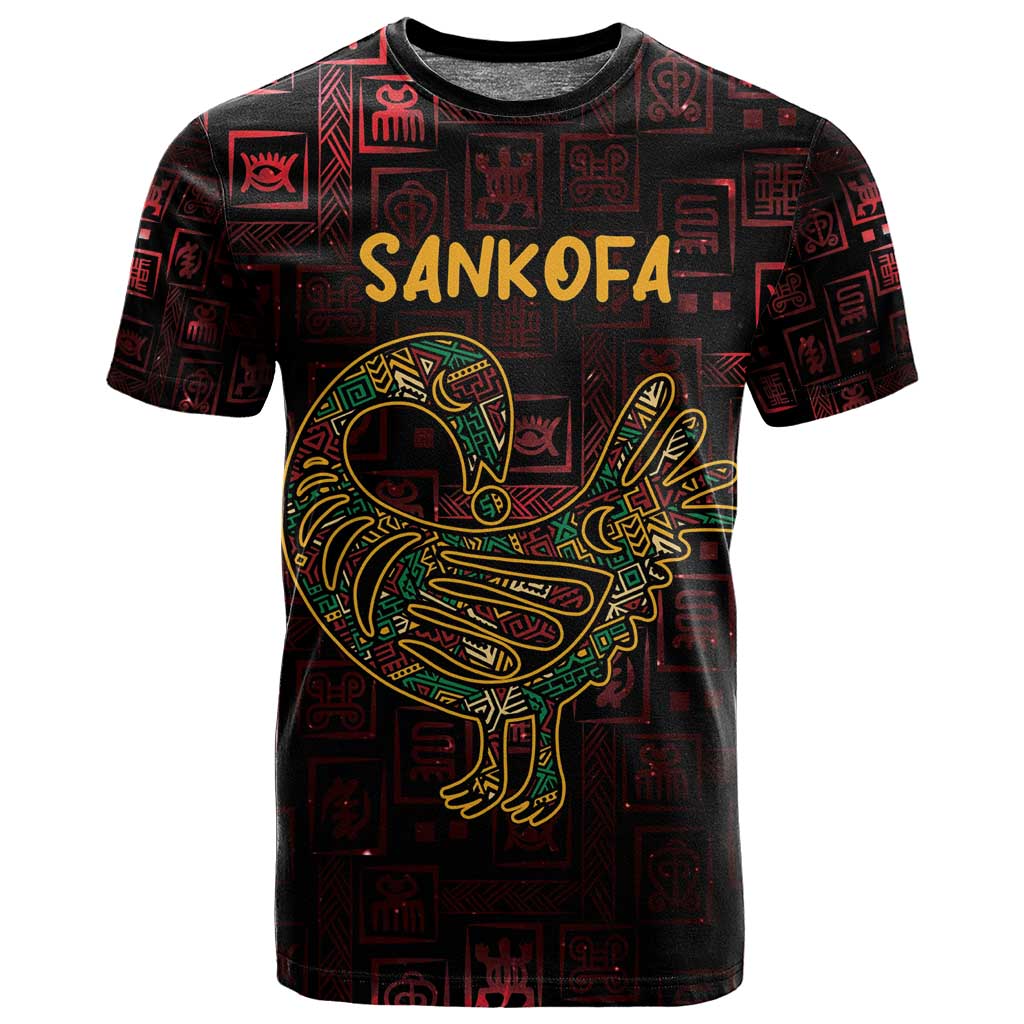 Afro-American Culture T shirt Adinkra Sankofa Bird - Cosmic Red LT7