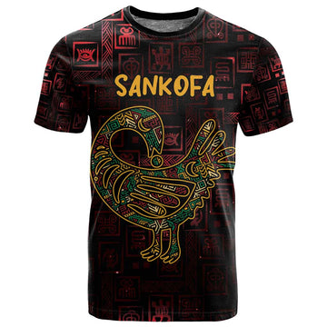 Afro-American Culture T shirt Adinkra Sankofa Bird - Cosmic Red LT7