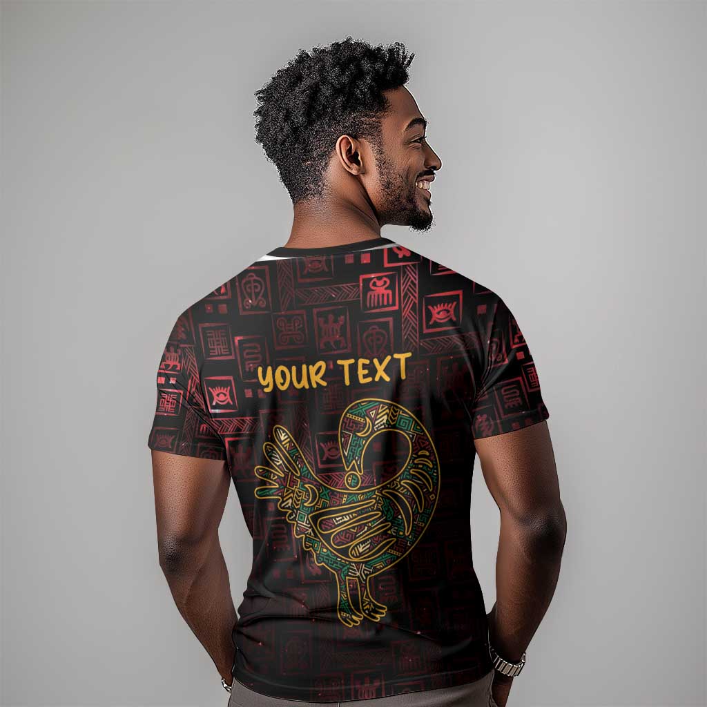 Afro-American Culture T shirt Adinkra Sankofa Bird - Cosmic Red LT7