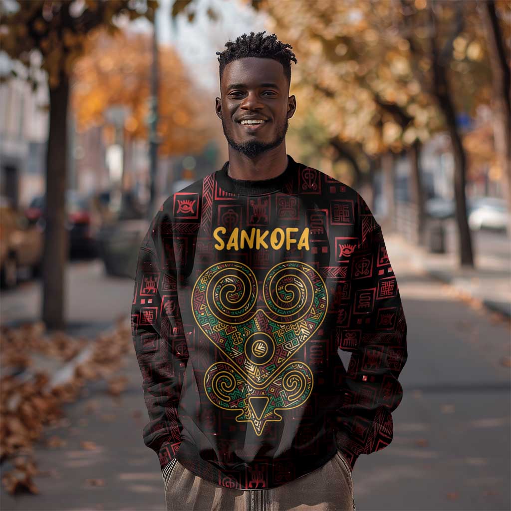 Afro-American Culture Sweatshirt Adinkra Sankofa Heart - Cosmic Red LT7