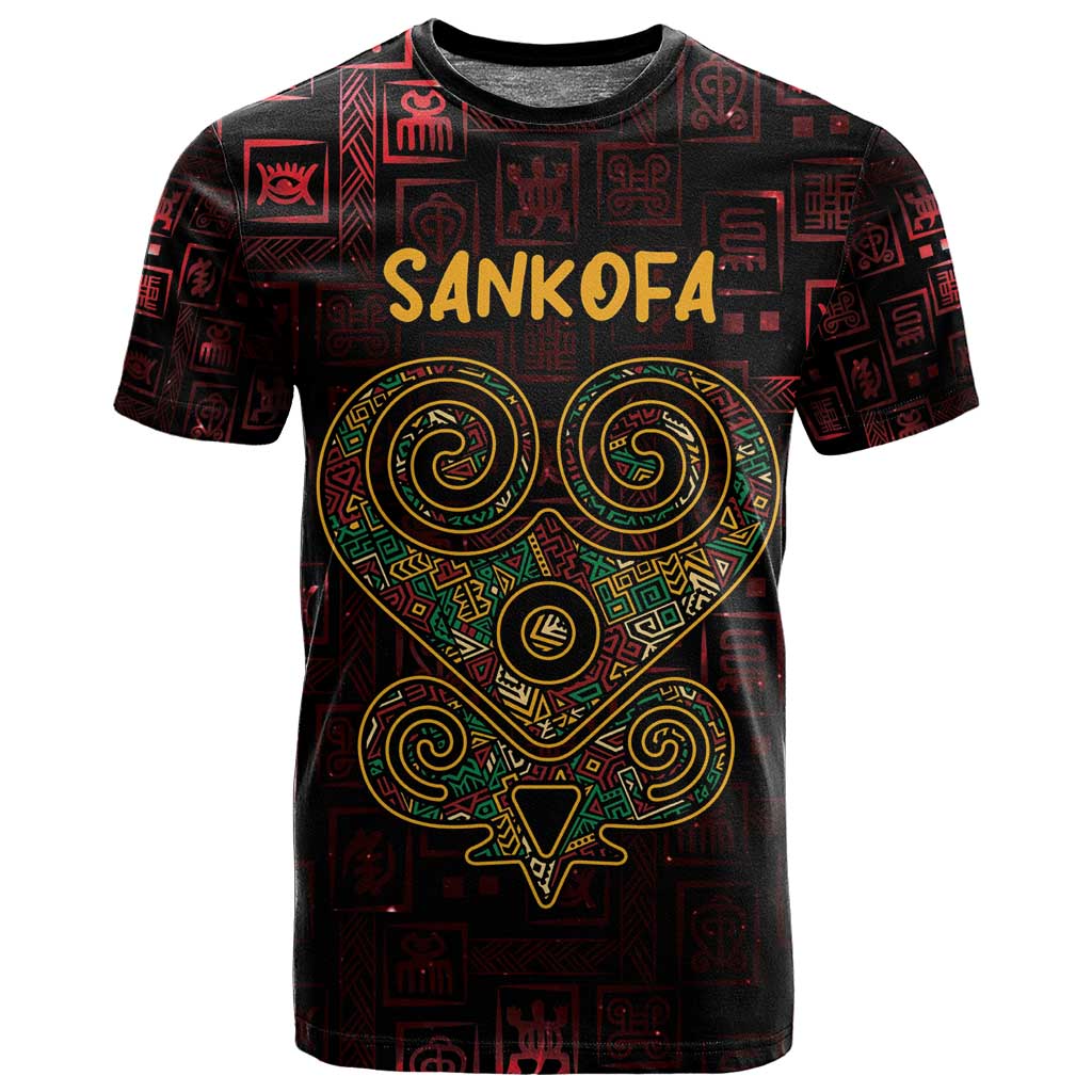 Afro-American Culture T shirt Adinkra Sankofa Heart - Cosmic Red LT7