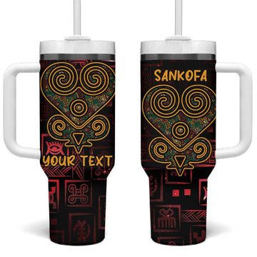 Afro-American Culture Tumbler With Handle Adinkra Sankofa Heart - Cosmic Red LT7