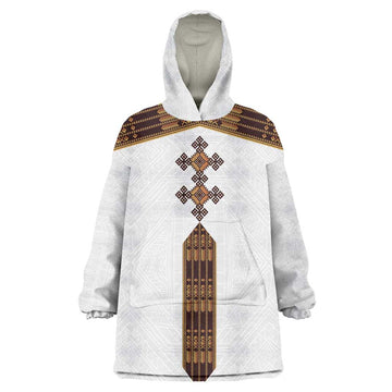 Eritrea Wearable Blanket Hoodie Tilet Habesha Style - White LT7