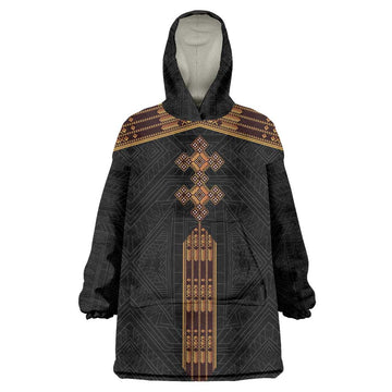 Eritrea Wearable Blanket Hoodie Tilet Habesha Style - Black LT7