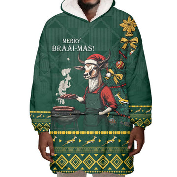 Personalised South Africa Wearable Blanket Hoodie Springbok Christmas Braai LT7