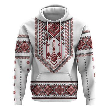 Ukraine Vyshyvanka Inspired Patterns Hoodie White LT7