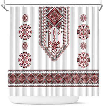 Ukraine Vyshyvanka Inspired Patterns Shower Curtain White LT7