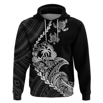Custom Guam Hoodie Tribal Turtles Curves Style - Black LT7