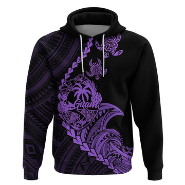 Custom Guam Hoodie Tribal Turtles Curves Style - Purple LT7