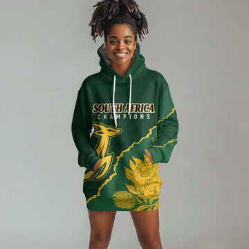 Personalised South Africa Rugby 2023 Hoodie Dress Bokke Champions Kente Ethnic LT7