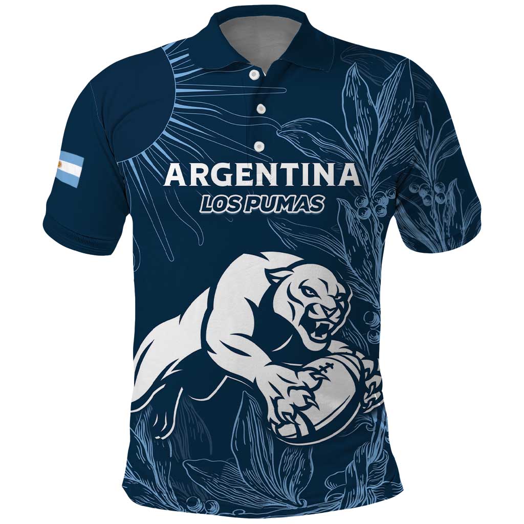 Argentina Rugby Los Pumas Custom Polo Shirt Laurel Wreath Inspired LT7
