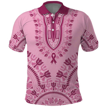 Dashiki Glamorous Pink Polo Shirt Breast Cancer Awareness LT7