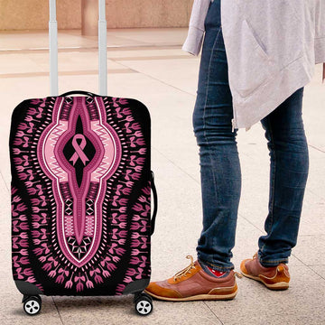 Breast Cancer Awareness Pink Ribbon Luggage Cover Dashiki Style LT7