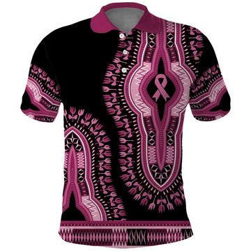 Breast Cancer Awareness Pink Ribbon Polo Shirt Dashiki Style LT7