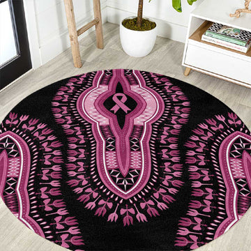 Breast Cancer Awareness Pink Ribbon Afro Round Carpet Dashiki Style LT7