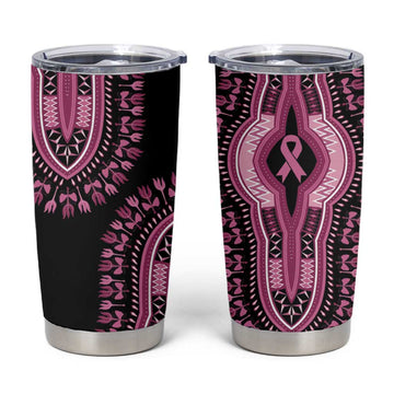 Breast Cancer Awareness Pink Ribbon Afro Tumbler Cup Dashiki Style LT7