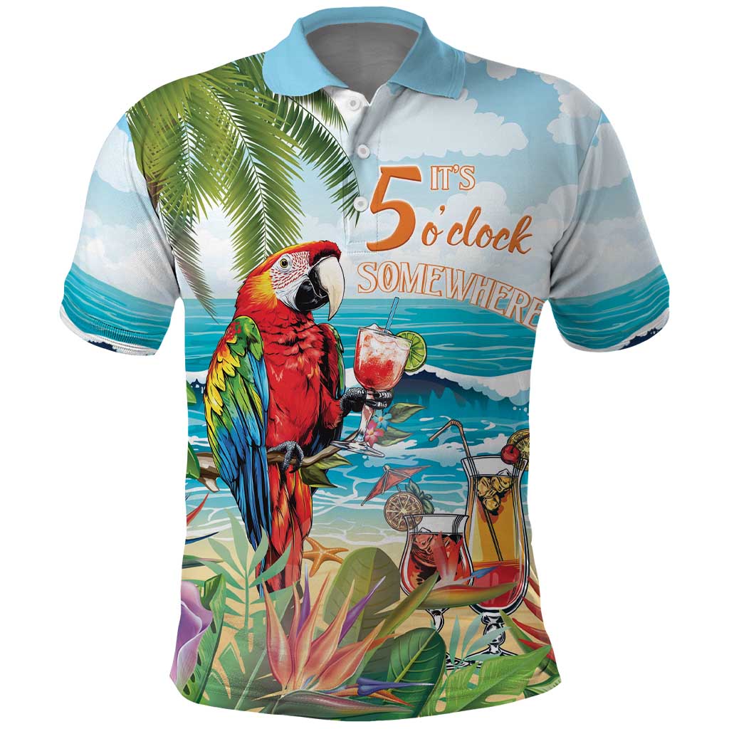 Aloha Hawaii Christmas Polo Shirt It's 5 o'clock Somewhere LT7