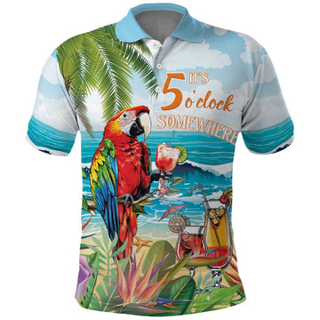 Aloha Hawaii Christmas Polo Shirt It's 5 o'clock Somewhere LT7