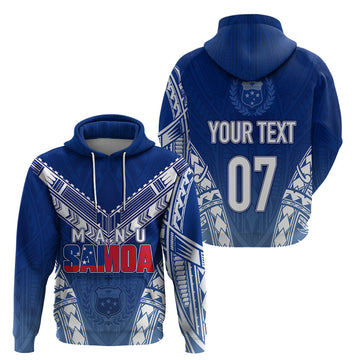 Custom Samoa Rugby Hoodie Manu Samoa Gradient Blue LT7