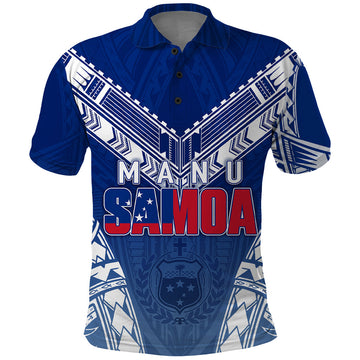 Custom Samoa Rugby Polo Shirt Manu Samoa Gradient Blue LT7