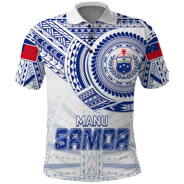 Custom Samoa Rugby Polo Shirt Manu Samoa Gradient White LT7
