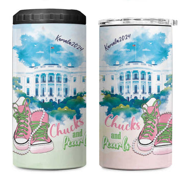 Chucks N Pearls 2024 4 in 1 Can Cooler Tumbler Pink Green Rocking The World LT7