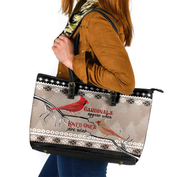 Christmas Cardinal Birds Leather Tote Bag Cardinals Appear When Loved Ones Are Near LT7