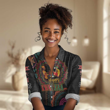 Africa Happy Kwanzaa Women Casual Shirt Nguzo Saba LT7