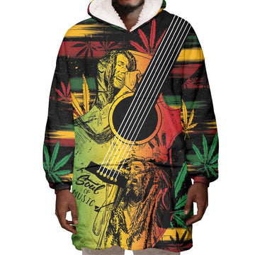 Personalised Afro Reggae Wearable Blanket Hoodie Soul of Music Sketch Style LT7