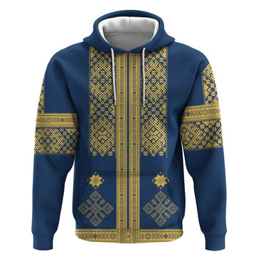 Latvia Jani Midsummer Hoodie Blue Gold Latvijas Auseklis LT7