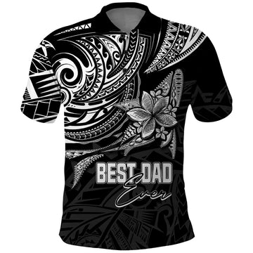 Custom Fathers Day Polynesian Polo Shirt Best Dad Ever Black LT7