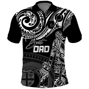 Custom Fathers Day Fiji Polo Shirt Polynesian Dad and Kid LT7