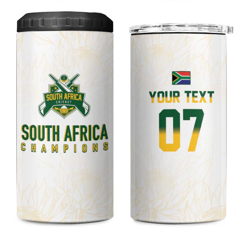 Custom South Africa Cricket Champion 4 in 1 Can Cooler Tumbler Gold Proteas - All White LT7