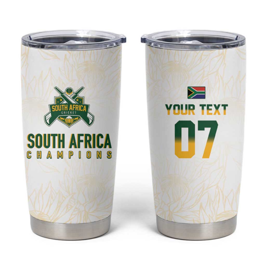 Custom South Africa Cricket Champion Tumbler Cup Gold Proteas - All White LT7