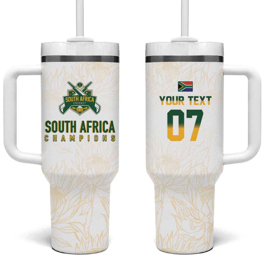 Custom South Africa Cricket Champion Tumbler With Handle Gold Proteas - All White LT7