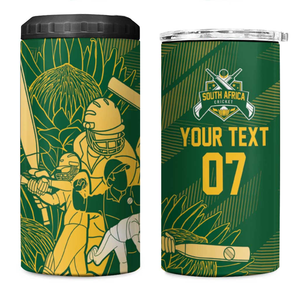 Custom South Africa Cricket Champion 4 in 1 Can Cooler Tumbler Proteas Rock The World LT7