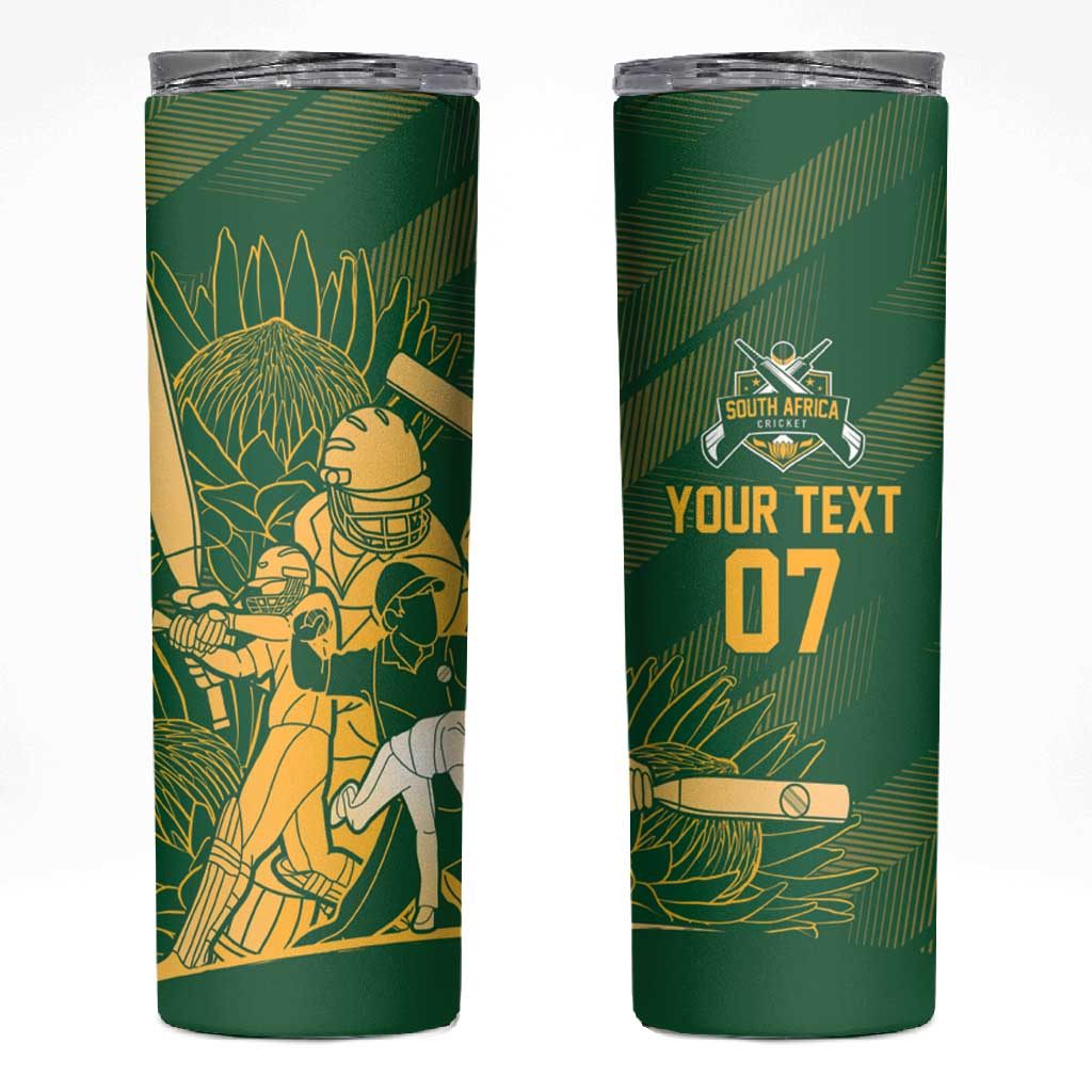 Custom South Africa Cricket Champion Skinny Tumbler Proteas Rock The World LT7