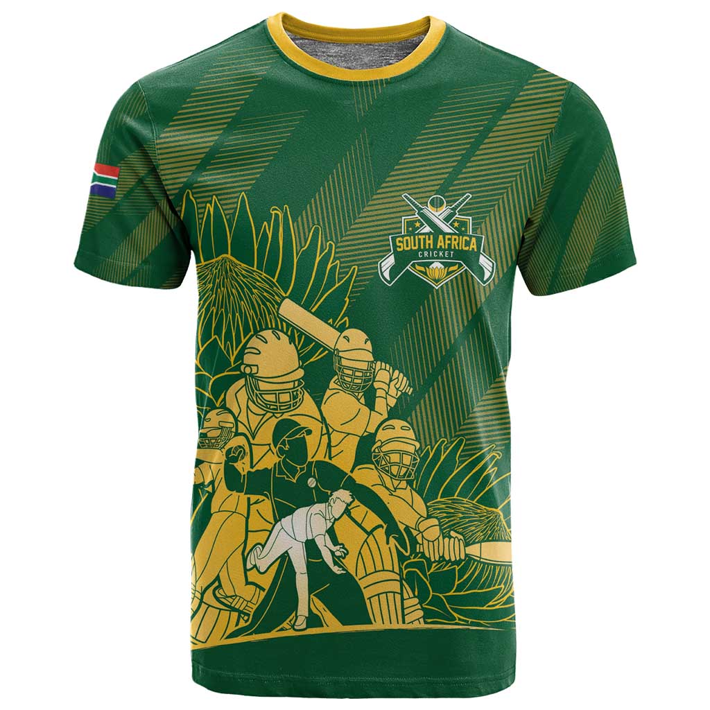 Custom South Africa Cricket Champion T shirt Proteas Rock The World LT7