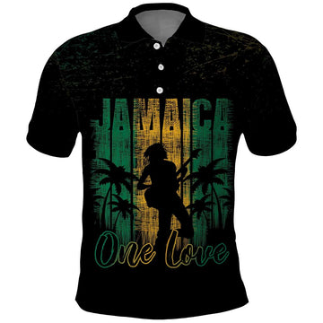 Jamaica One Love Grunge Polo Shirt Jamrock LT7