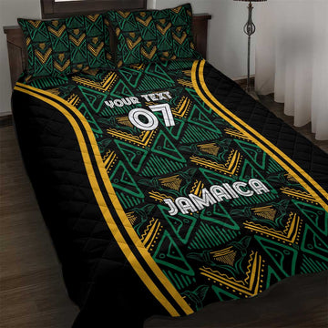 Afro-Jamaica Custom Quilt Bed Set Reggae Boyz Ethnic Motifs LT7