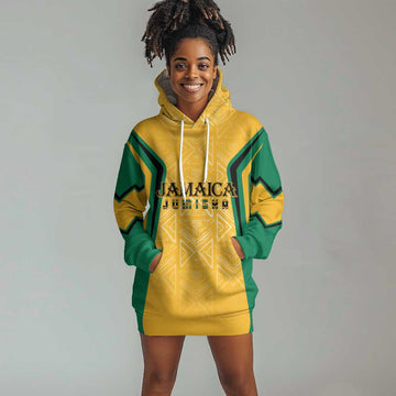 Afro-Jamaica Custom Hoodie Dress Golden Ethnic Motifs LT7