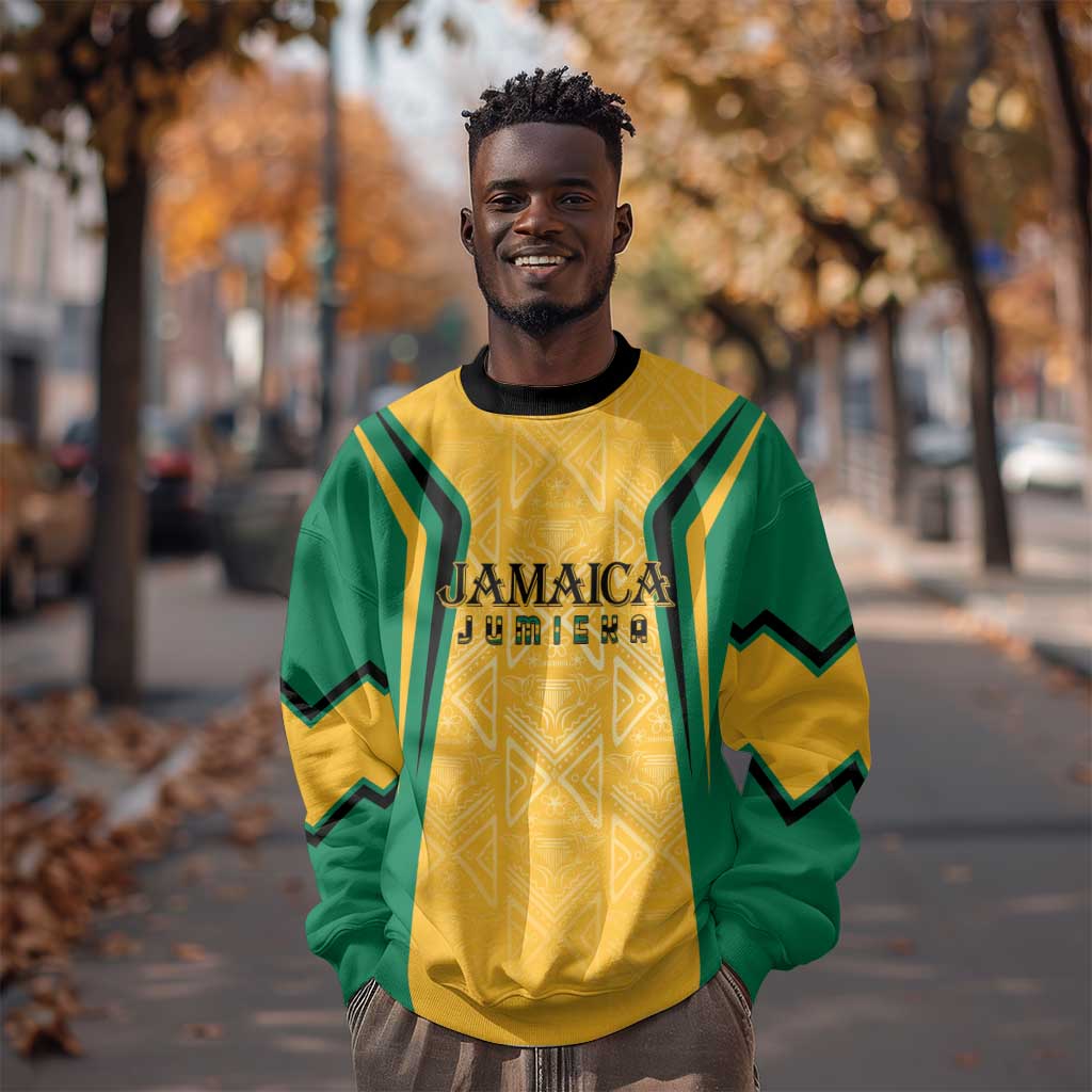 Afro-Jamaica Custom Sweatshirt Golden Ethnic Motifs LT7